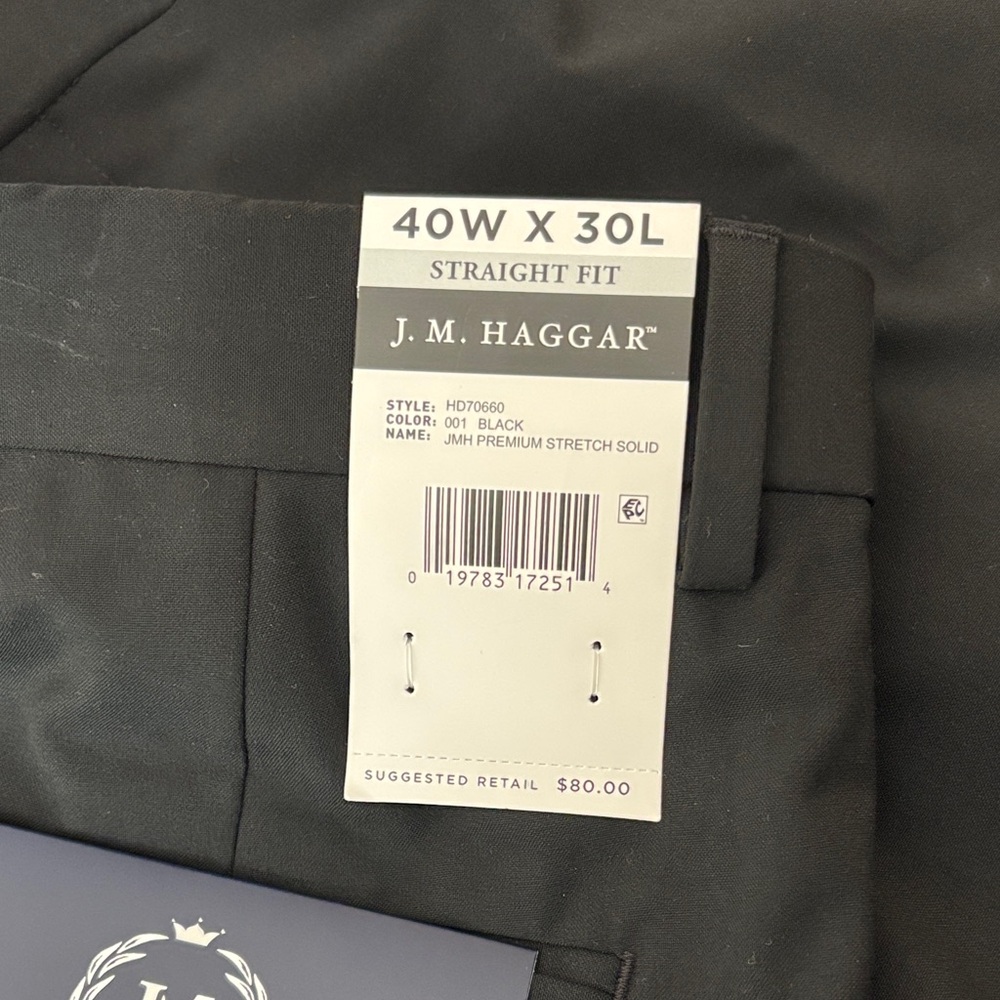 Haggar Classic Black Dress Pants size 40W 30L NWT - Picture 2 of 9